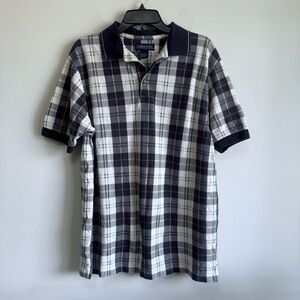 Crossings Plaid Polo Shirt Large 100% Cotton Retro Grandpaccore Preppy